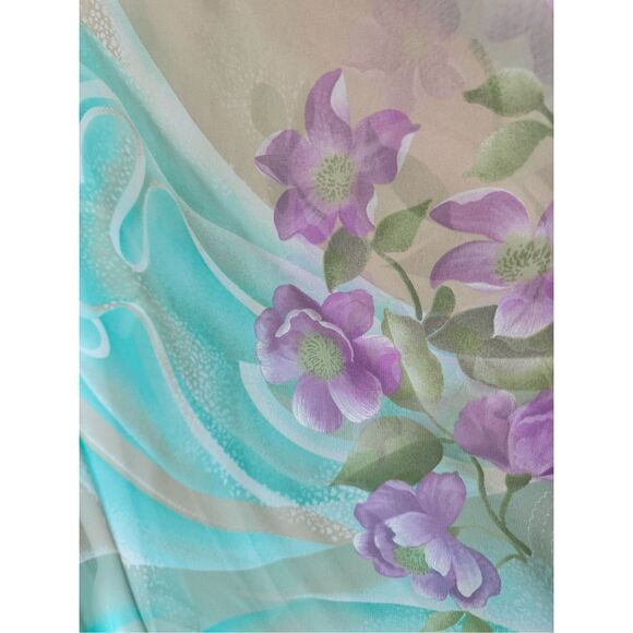 VTG 1970’s Floral Printed Chiffon Maxi Kaftan Dress - Picture 10 of 11